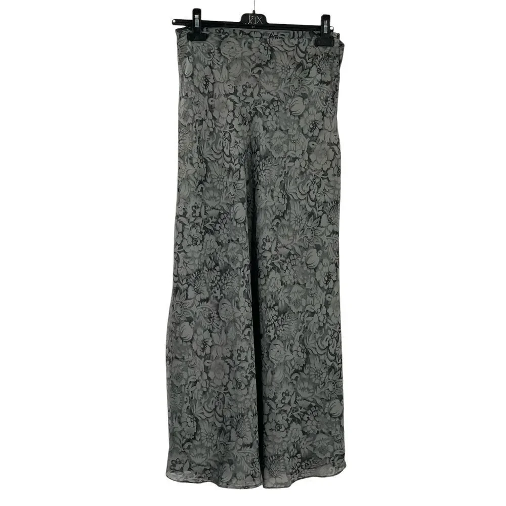 Limited Women's Lined Maxi Skirt‎ Gray/Black Floral Side Buttons Flowy Size 10